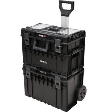 Ящик для інструментів 3 секції, 2 органайзери YATO на 2-х колесах 585х425х810 мм, висувна ручка [1]