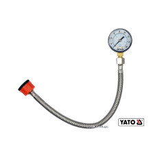 Манометр для вимірювання тиску води YATO : 3/4", 1/2"; шланг- 30 см, тиск- 1.1 МПа [10]
