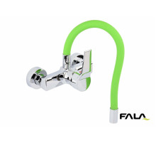Змішувач води настінний "FLEXIBLE" FALA з гнучкою зеленою лійкою [10]