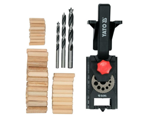 Пристрій для кілкових сполучень YATO з кілками l= 30-40 мм і свердлами Ø= 6, 8, 10 мм, 154 елем. [2]