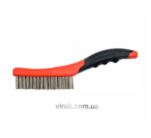 Щетка проволочная нержавейка YATO : 4-рядная, L= 260 мм с пластмассовой ручкой [12/72]