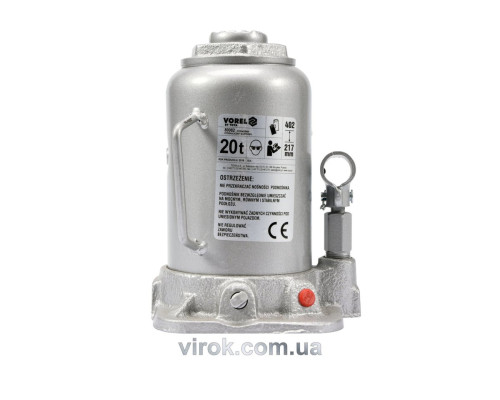 Домкрат гідравлічний cтовбцевий VOREL; F= 20 т, роб. висота- 217- 402 мм [2]