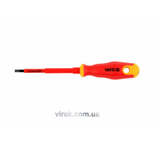 Викрутка плоска діелектрична ізольована YATO : шліц SL4 x 100 мм. VDE до 1000V [12/120]