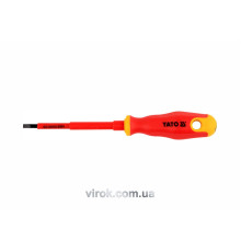 Викрутка плоска діелектрична ізольована YATO : шліц SL4 x 100 мм. VDE до 1000V [12/120]