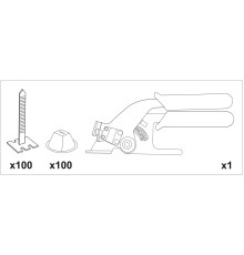 Набір для викладання плитки з щипцями VOREL : 100 чашок, 100 стяжок. 201 Од.(DW)
