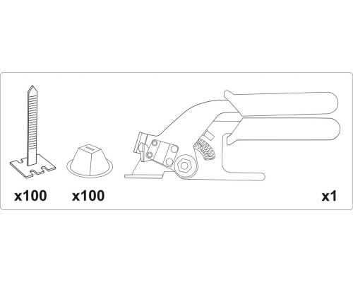 Набір для викладання плитки з щипцями VOREL : 100 чашок, 100 стяжок. 201 Од.(DW)