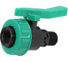 Кран шаровой к водяным пластиковым трубам Ø= 1/2" Х 1/2" F/M-резьб FLO из полипроп, для давления 16Bar