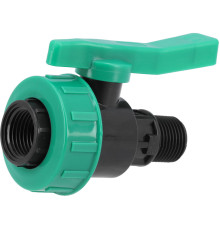 Кран шаровой к водяным пластиковым трубам Ø= 1/2" Х 1/2" F/M-резьб FLO из полипроп, для давления 16Bar