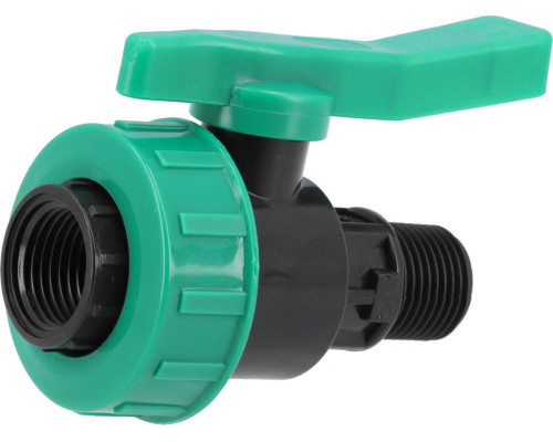 Кран шаровой к водяным пластиковым трубам Ø= 1/2" Х 1/2" F/M-резьб FLO из полипроп, для давления 16Bar