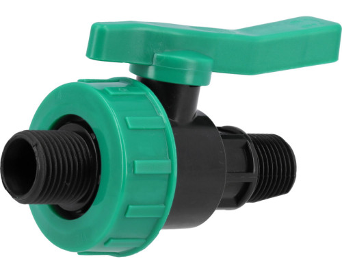 Кран шаровой к водяным пластиковым трубам Ø= 1/2" Х 1/2" M/M-резьб FLO из полипроп, для давления 16Bar