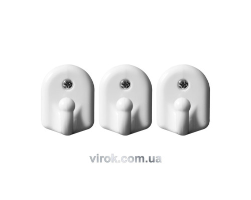 Гачки настінні VOREL з кріпленням на шуруп, набір 3 шт [12/192]