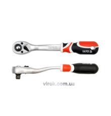 Тріщатка YATO : квадрат 1/2", L= 255 мм, 72T, вигнута ручка [6/24]
