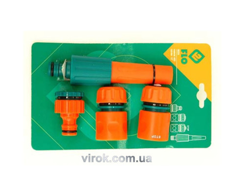 Ороситель прямой FLO с набором соединений 1/2", 3/4", ABS-пластик, 4 шт [12/72]