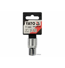 Головка торцева YATO : квадрат 1/2", SPLINE M12 мм, L= 38 мм. CrV [Блістер] [10/200]