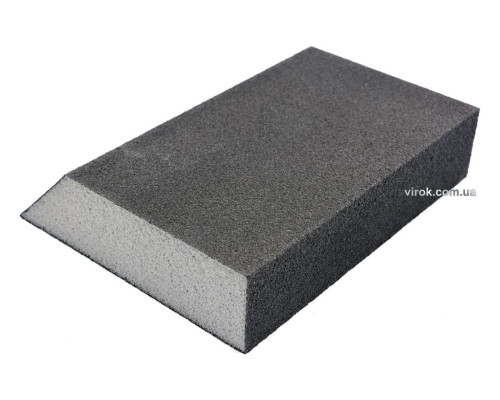 Губка шліфувальна трапецевидна VOREL : Р220, 125х 90х65 мм, h= 25 мм 4-стороння [100]