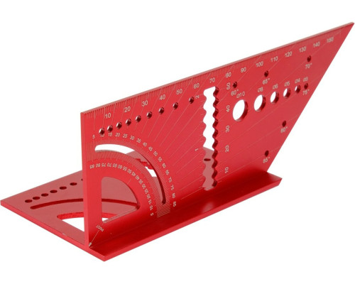 Кутник алюмінієвий стереометр. 3D YATO 150х 70х 215 мм, 45°, 90° з транспортиром і шаблонами отворів