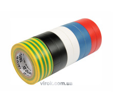 Лента изоляционная разноцветная YATO: 19 мм х 20 м, 5 цветов, Уп. 10 Рул. [6/24]