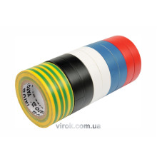 Стрічка ізоляційна різнокольрова YATO : 19 мм х 20 м, 5 кольорів, Уп. 10 Рул. [6/24]