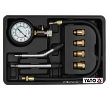 Компресометр для бензинових двигунів YATO: 0-2 МПа, зі спорядженням, 8 шт + кейс [6/240]