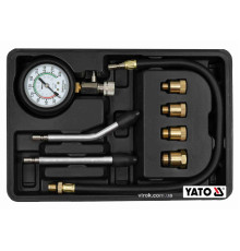 Компресометр для бензинових двигунів YATO: 0-2 МПа, зі спорядженням, 8 шт + кейс [6/240]