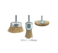 Щітка - крацовка зі стержнем VOREL, Набір 3шт, Ø-25;50;50мм [12/60]