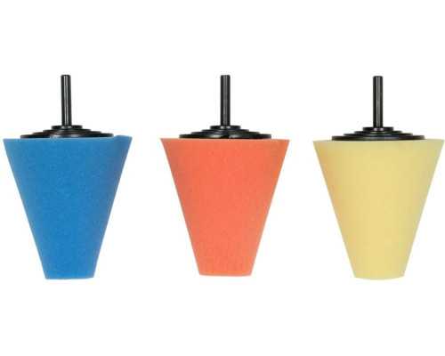 Губки полірувальні конусні для колісних дисків YATO на шпинделі Ø= 6 мм, Ø= 30-75 мм, h= 80 мм, 3 шт