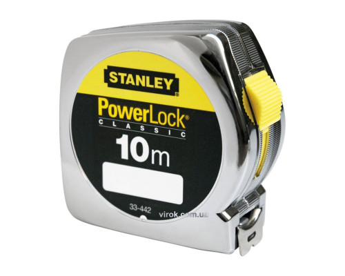 Рулетка STANLEY "Powerlock" : L= 10 x 25 мм. сталева стрічка з покр. Mylar, хромов. корпус