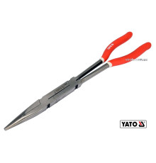Щипці прямі подовжені з 2 шарнірами YATO : L= 340 мм, HRC 50, Cr-V [5/50]