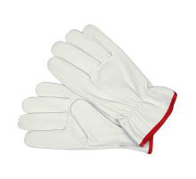 Перчатки рабочие белые с красной кромкой YATO: хлопок + кожа, размер 10 [12/120]