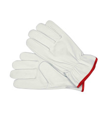 Рукавиці робочі білі з червоною крайкою YATO : бавовна + шкіра, розмір 10 [10/120]