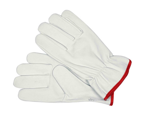 Рукавиці робочі білі з червоною крайкою YATO : бавовна + шкіра, розмір 10 [10/120]