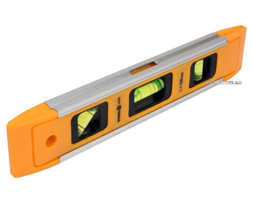 Рівень TORPEDO VOREL : 3 капсули, пластико-алюмінієвий корпус, магніт, L= 230 мм [100]