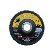Круг пелюстковий шліфувальний NINJA опуклий : Т29, 125х22 мм, Р120 (10/200 шт. уп)