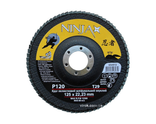 Круг пелюстковий шліфувальний NINJA опуклий : Т29, 125х22 мм, Р120 (10/200 шт. уп)