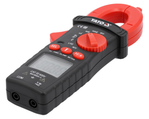 Мультиметр-клещи TRUE RMS электр. параметров YATO, диапаз AC-0-600 А, 0-600 V AC/DC, отобража- 3999