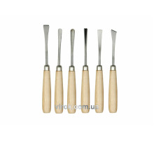 Стамески фігурні VOREL з дерев. ручкою, (набір) 6 шт. [15/60]