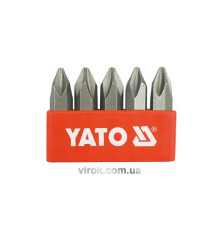 Викруткові вставки до ударних викруток YATO: хрестовий шліц: PH2 х 36 мм, HEX Ø= 5/16". 5 шт [10/10]