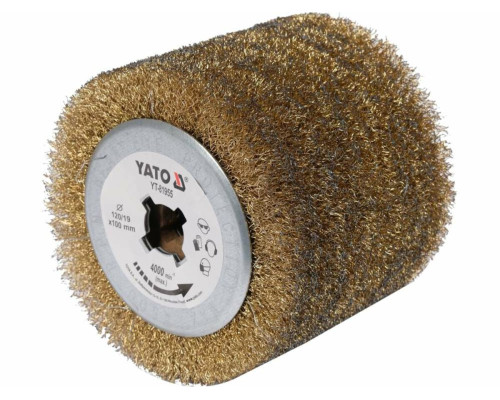 Щітка-вал до шліфувально-брашувальної машинки YATO зі стал дротян ворсом, Ø= 120/19 мм, шир.- 100 мм