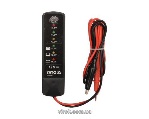Тестер напруги акумуляторів YATO, до 12 В [12/72]