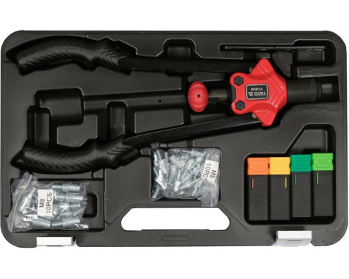 Заклепочник дворучн YATO для гвинтов заклепок М4- М8; l= 360мм з головками і заклепк 4 по 10шт, 46ел