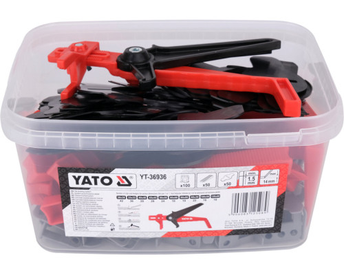 Кліпси, клини, підкладки СВП для викладання плитки YATO шов- 1,5 мм, плитка t≤ 14мм. 100+ 50+50 шт