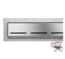 Напольный трап для душа из нержавеющей стали "LINE" FALA; 90х 7х 7 см, сифон h=52 мм [6]