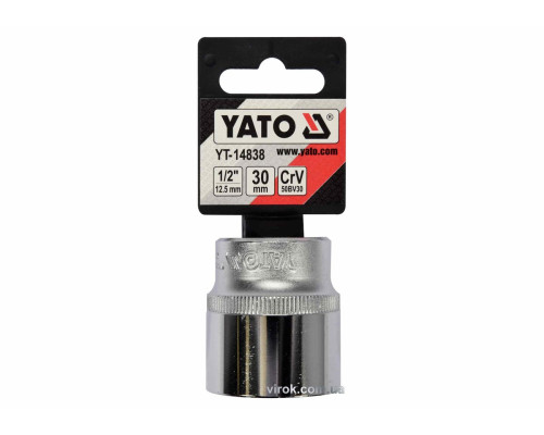 Головка торцева YATO : квадрат 1/2", SPLINE M30 мм, L= 42 мм. CrV [Блістер] [5/60]