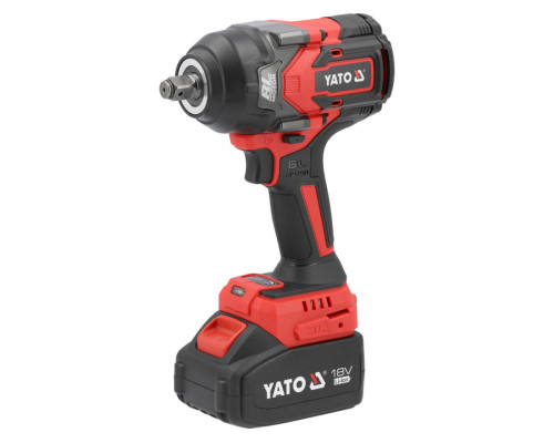 Гайковерт ударний безщітковий акум. YATO: 18 В Li-Ion 4 АГод, квадрат 1/2", КМ- 1200 Нм [4/32]