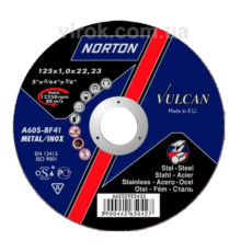 Диск відрізний по металу і нержав. сталі тм "NORTON VULCAN"; Ø= 125х22,2 мм, t= 1,0 мм