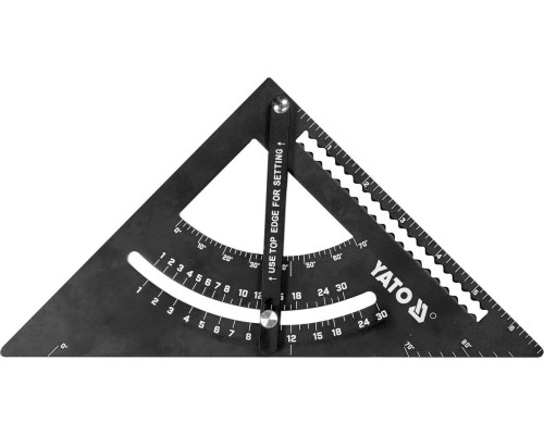 Кутник алюмінієвий 90°-45°-45° YATO l= 170 мм з транспортиром і стрілкою [6/24]