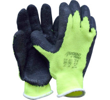 Рукавиці теплі TRIDENT-FROST трикотажні бавовняні жовті покритті рифленним латексом, розмір 10