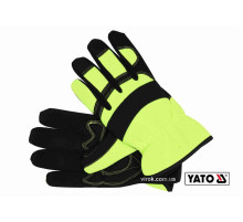Рукавиці робочі на резинці YATO : штучна шкіра + синтетична тканина, розмір 10(DW)