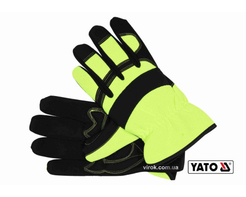 Рукавиці робочі на резинці YATO : штучна шкіра + синтетична тканина, розмір 10(DW)