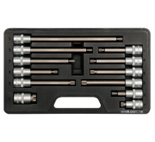 Набір головок торцевих з насадками Spline YATO : квадрат 1/2", M6-17. 12 Шт. [10]